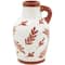 White Ceramic Floral Vase with Terracotta Colored Detailing Set